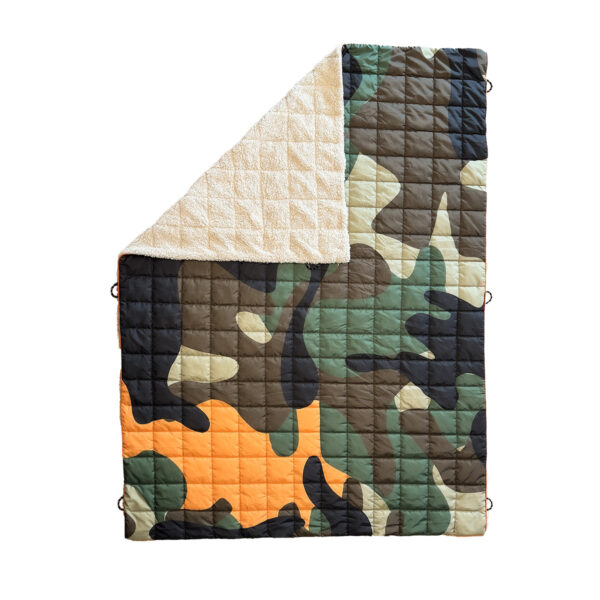 Fire Brush Camo Puffy Sherpa Blanket
