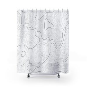White Topography Shower Curtain