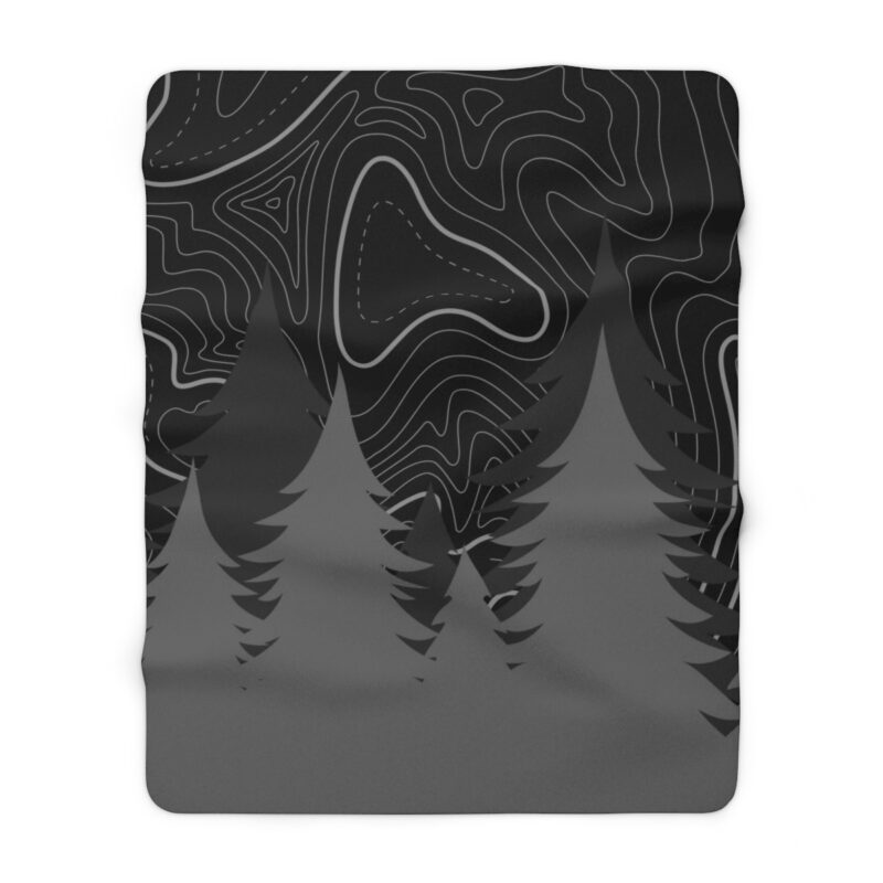 Dark Forest Topo Sherpa Fleece Blanket V2