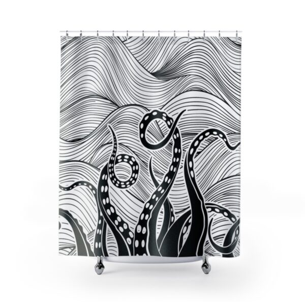 The Kraken Bw Shower Curtain