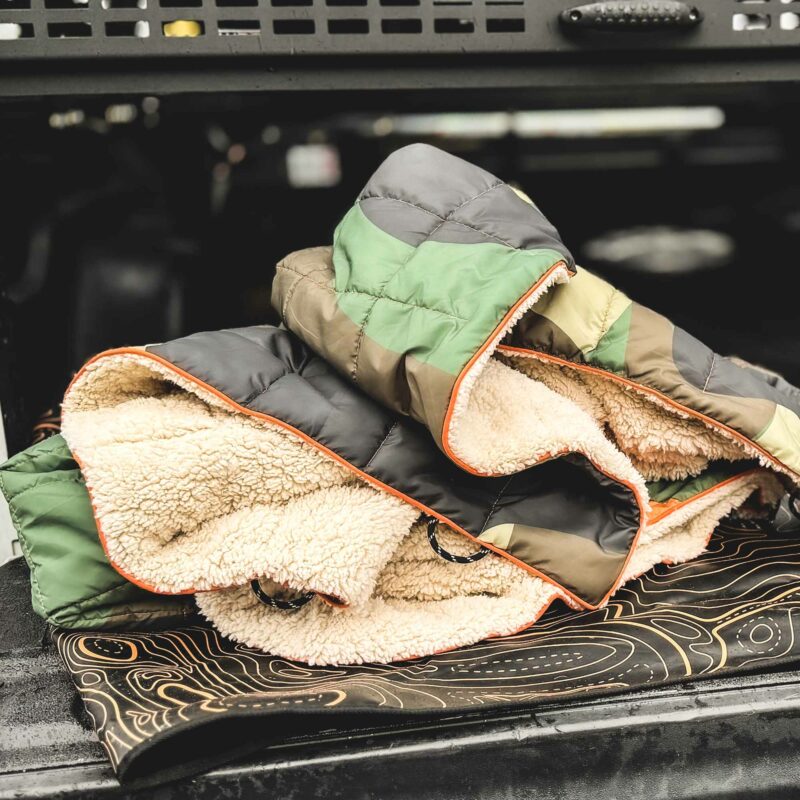 Fire Brush Camo Puffy Sherpa Blanket