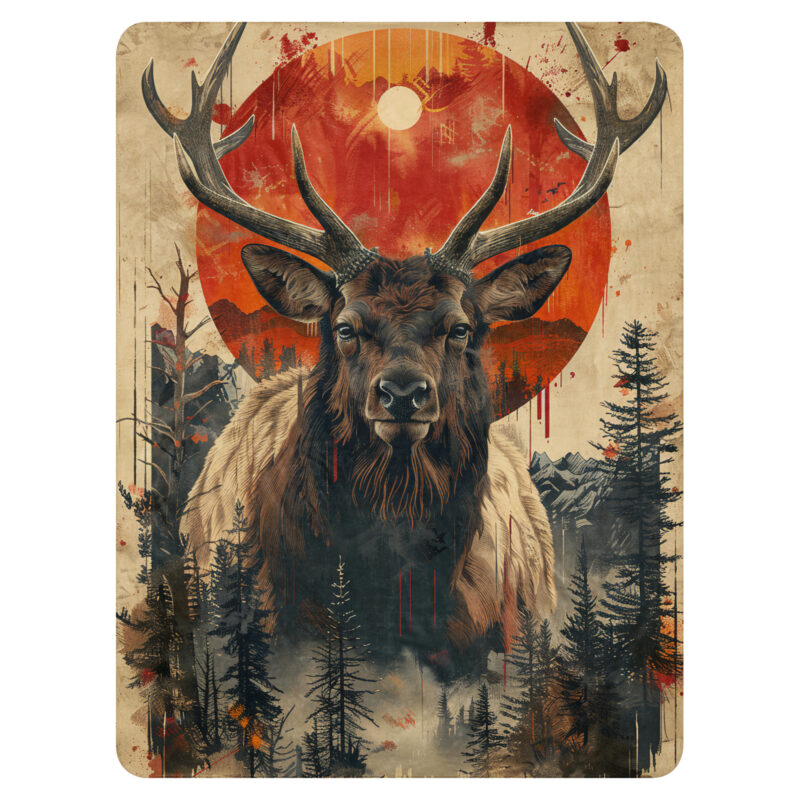 Native Deer Sherpa Blanket