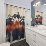Distressed Mountains Shower Curtain
