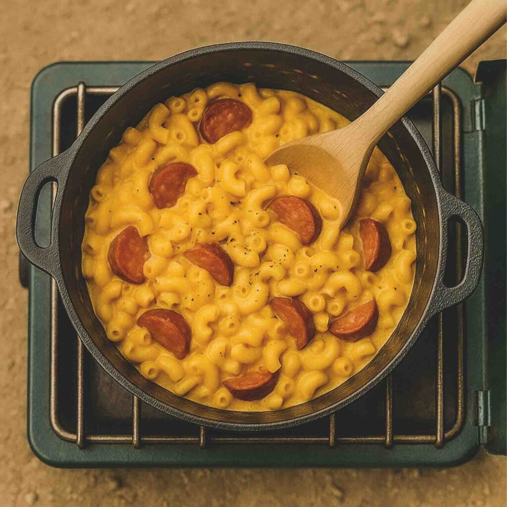 Campfire Beer Cheese Mac With Smoked Sausage Recipe