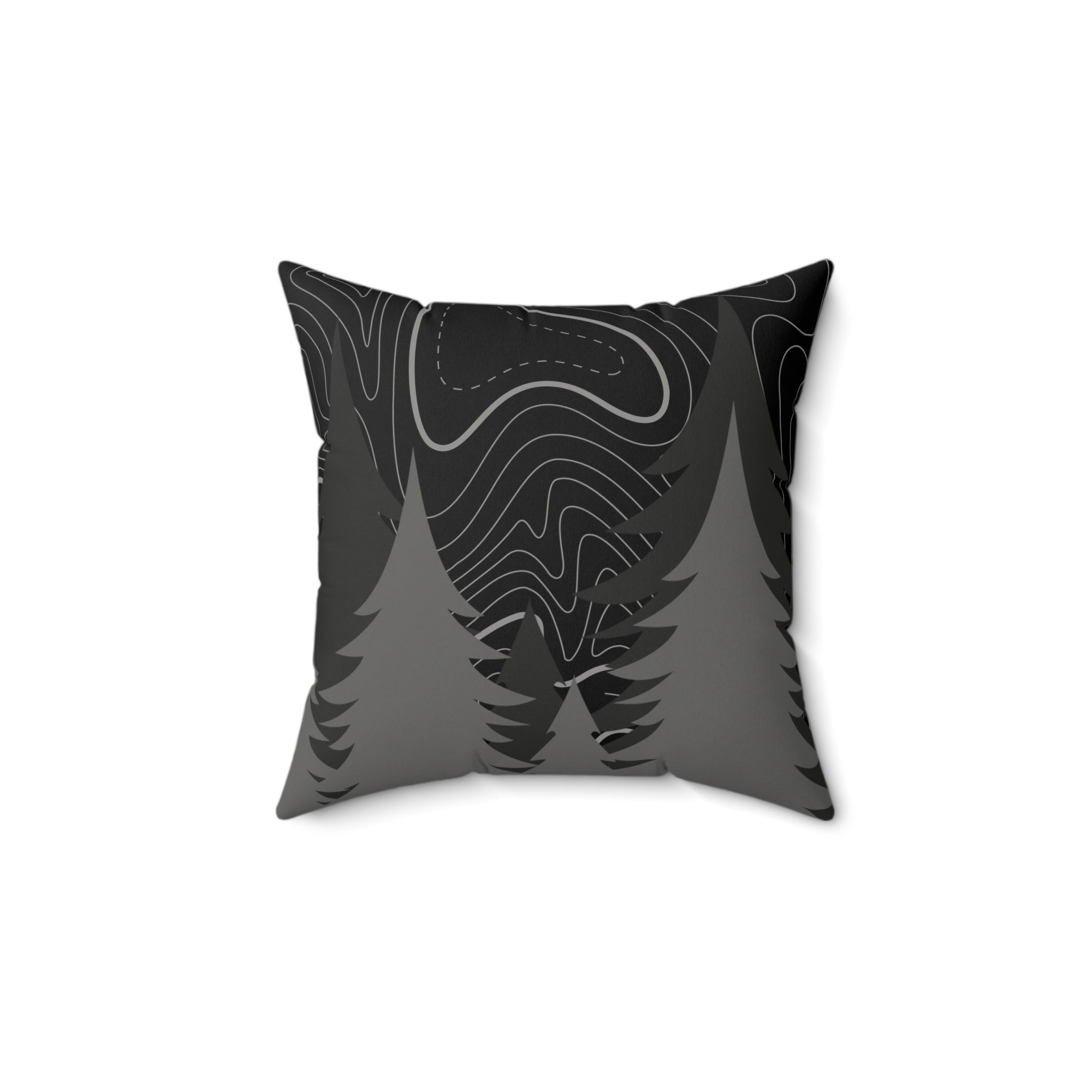 Dark Topo Forest Pillow