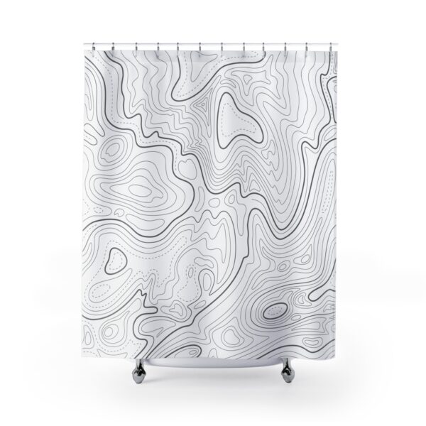 White Topography Shower Curtain