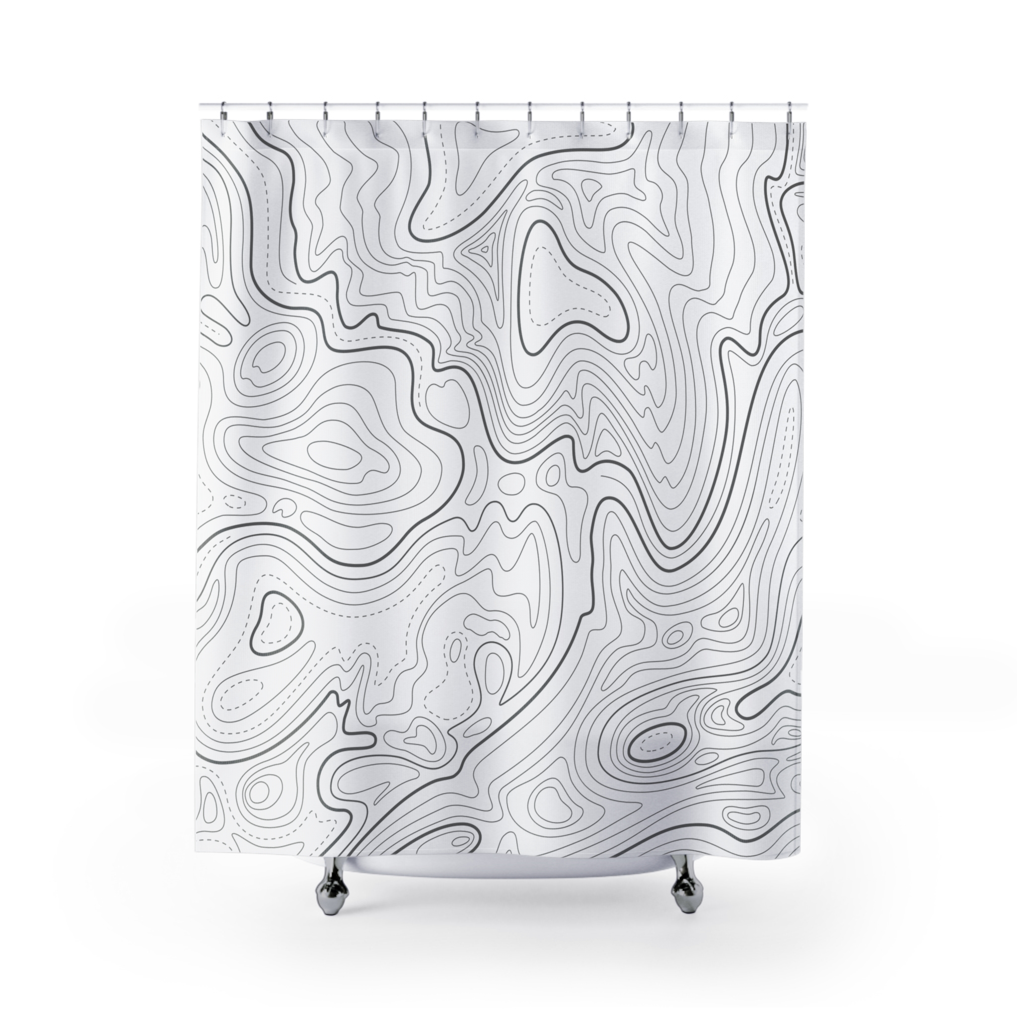 White Topography Shower Curtain