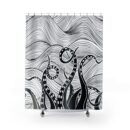 The Kraken BW Shower Curtain