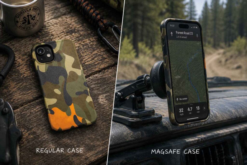 MagSafe phone case compared with a regular phone case