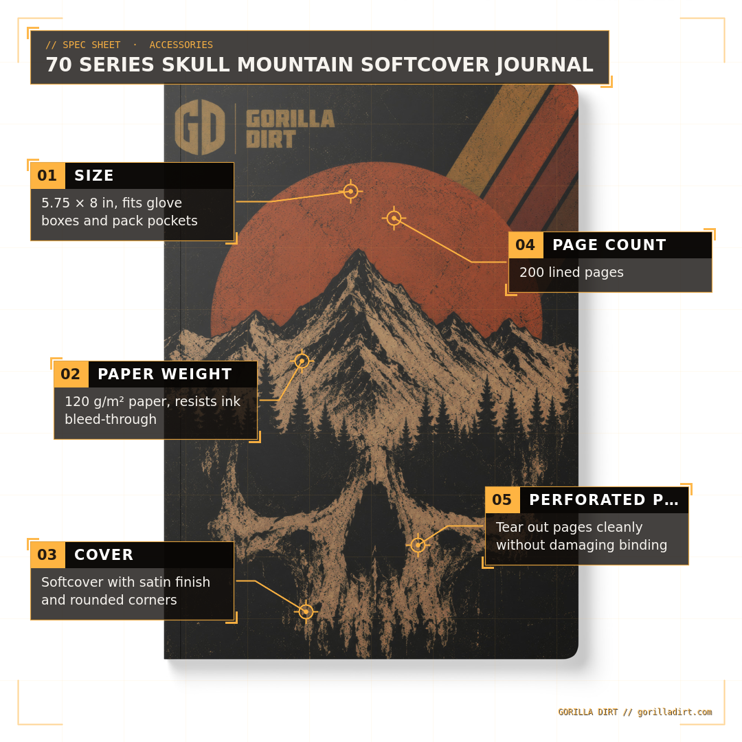 70 Series Skull Mountain Softcover Journal - Gorilla Dirt 70 Series Skull Mountain Softcover Journal - Image 2