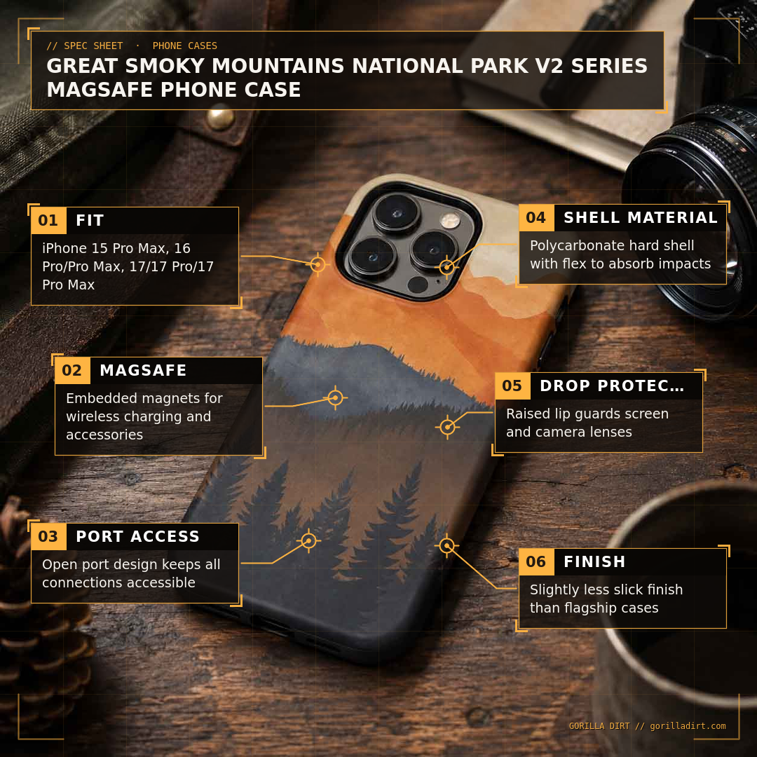 Great Smoky Mountains National Park V2 Series MagSafe Phone Case - Gorilla Dirt Great Smoky Mountains National Park V2 Series MagSafe Phone Case - Image 2