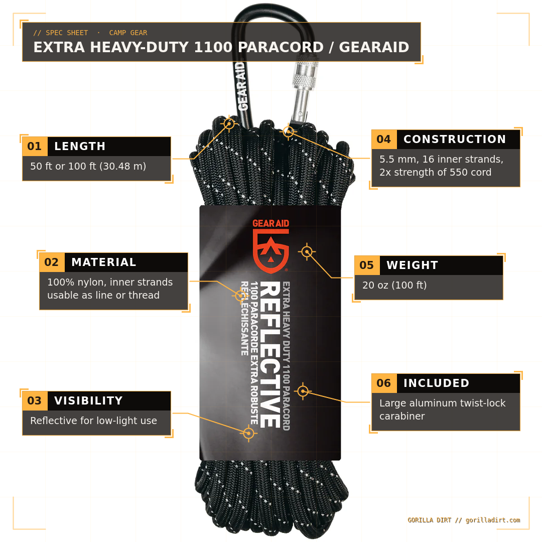 Extra Heavy-Duty 1100 Paracord / GearAid - Gorilla Dirt Extra Heavy-Duty 1100 Paracord / GearAid - Image 2